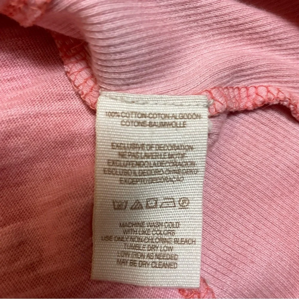Free People Shell Stitch Long Sleeve Coral Pink Henley Size XS